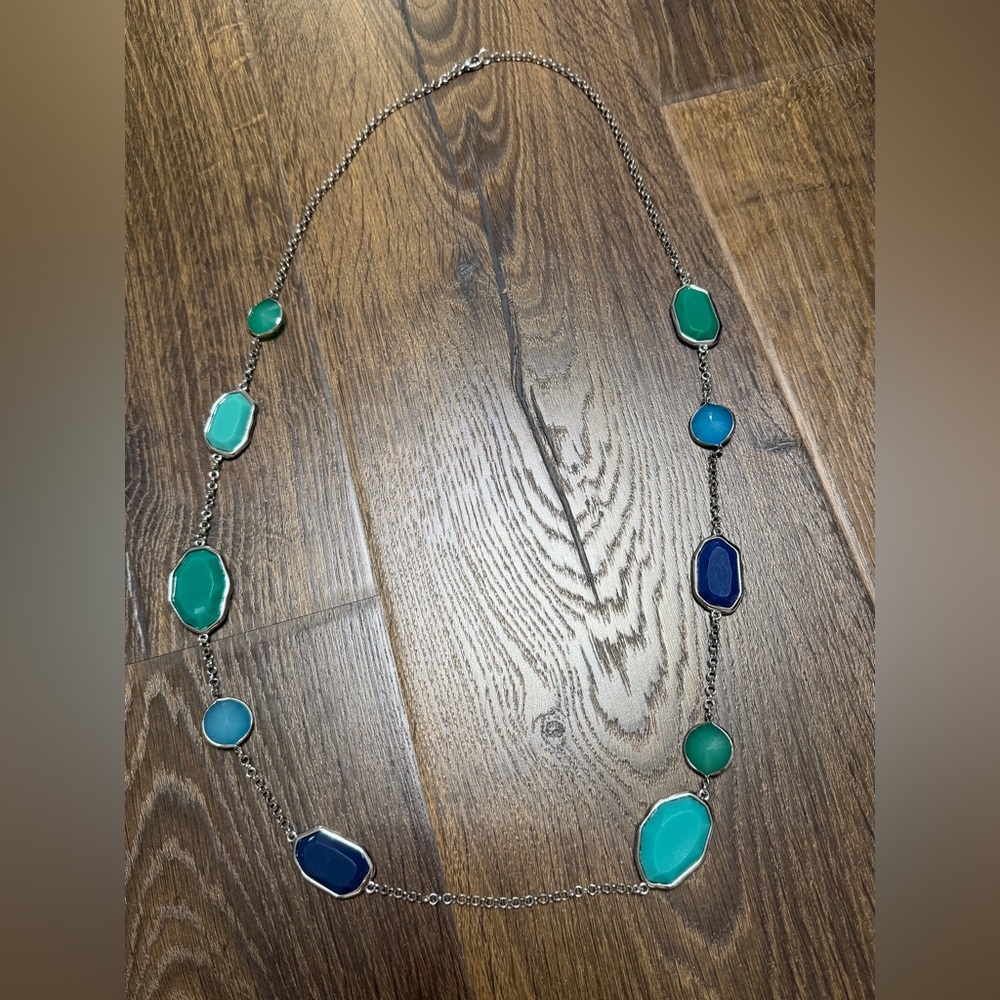 Premier Designs "Shades of Blue" silver-tone necklace NEW